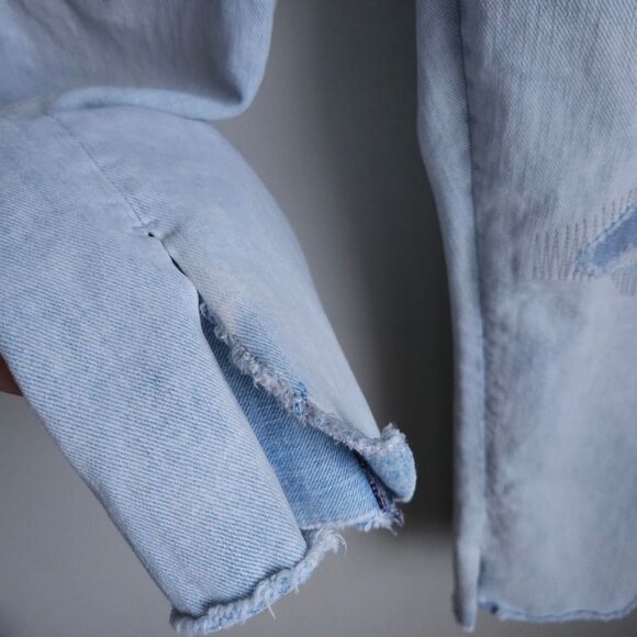 Gap Vintage Straight Patchwork Jeans Women's 26R Light Wash Distressed Mended - Picture 6 of 9